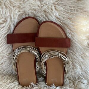 Elegant Brown and Gold Women's Sandals